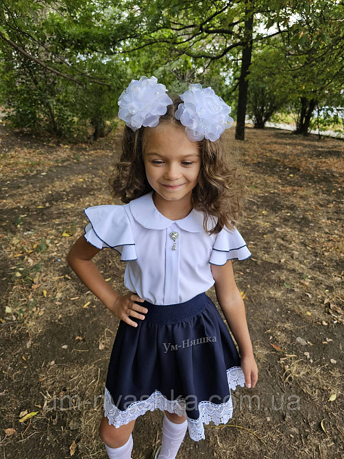 Красивая школьная блузка с коротким рукавом 122-146 Кривой Рог - изображение 2