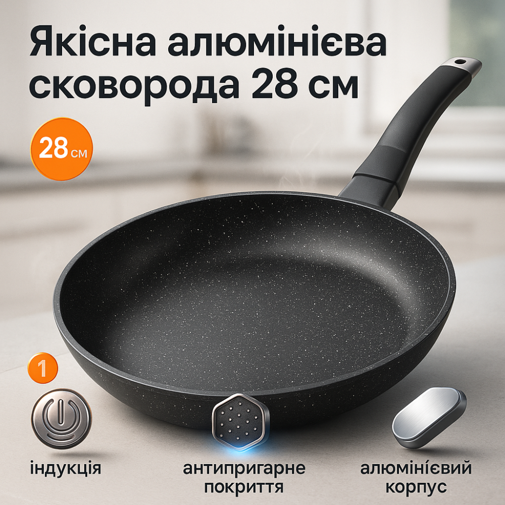 Сковородок для газовой плиты UNIQUE, Сковорода для готовки на индукции, Алюминиевая кастрюля сковорода ZM-16 Львов - изображение 10