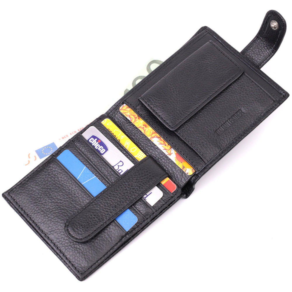 Отменный горизонтальный бумажник для мужчин из натуральной кожи ST Leather 22465 Черный Киев - изображение 6