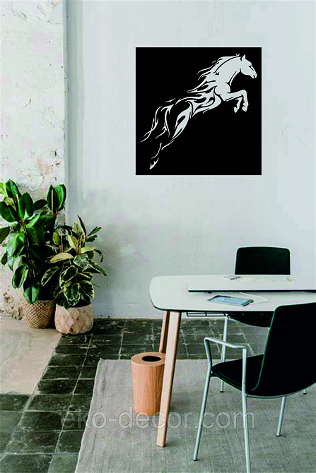 Декоративное настенное Панно «Лошадь» Декор на стену 70*70 см, Черный Киев - изображение 4