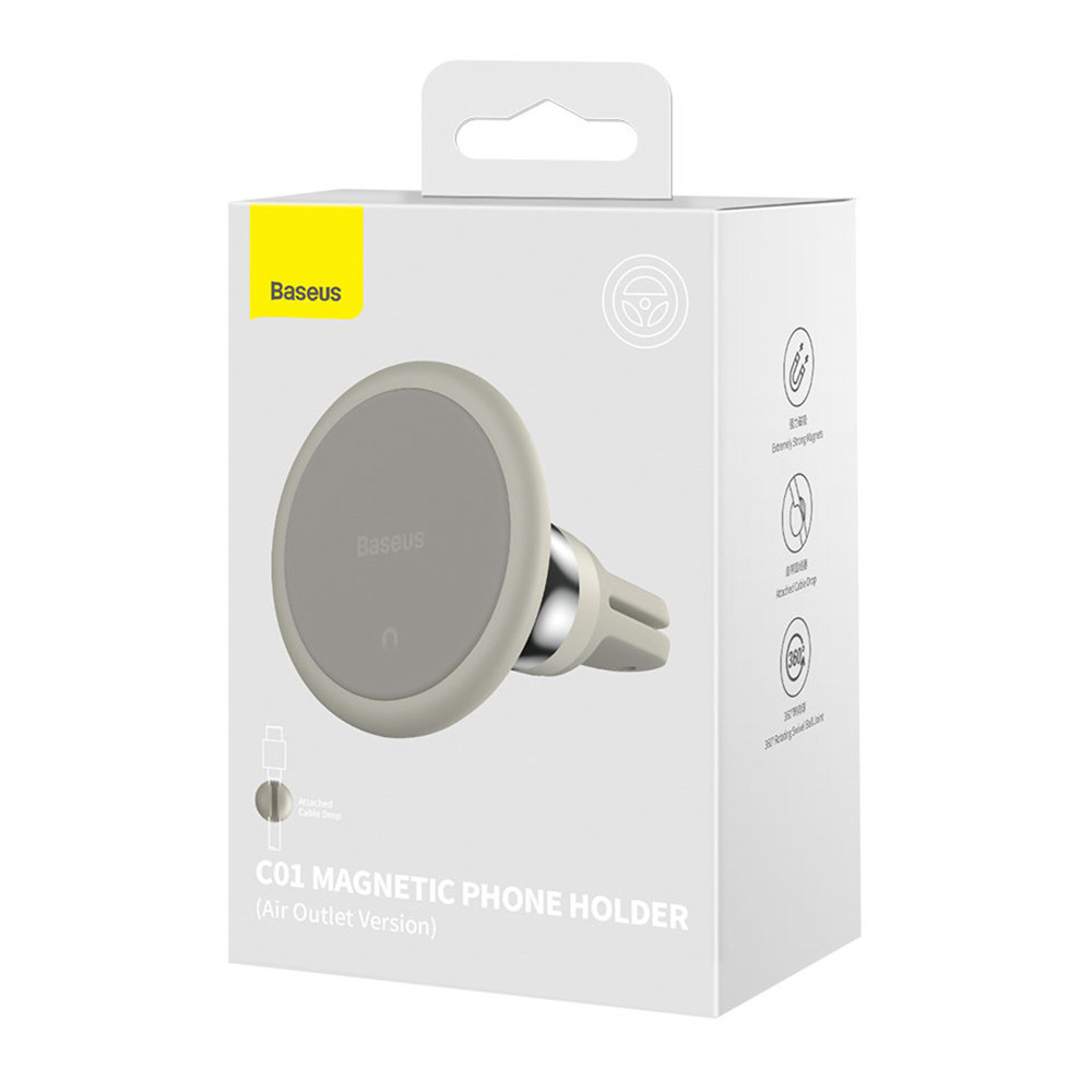 Автомобільне кріплення для смартфона Magnetic (На решітку) Baseus Кремово-Білий Винница - изображение 8