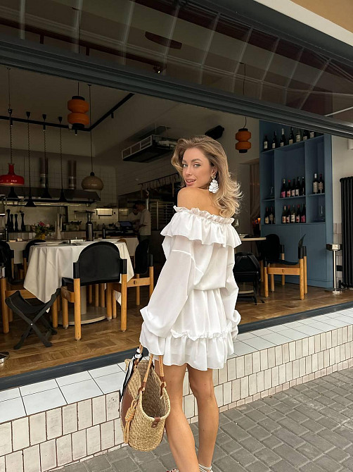 Женское привлекательное повседневное платье креп-шифон Белый Одесса - изображение 2