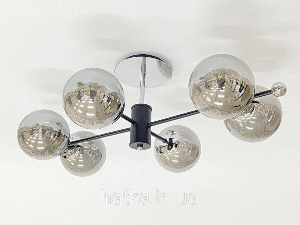 Потолочная люстра на 6 плафонов 91191/6 черный+хром Киев - изображение 1