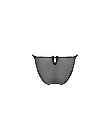Полупрозрачные трусики с подвеской Obsessive Ivannes panties black L/XL, черные Sex Aura Киев