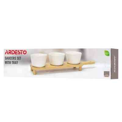 Соусница Ardesto Midori, Набір 3шт, 150мл, порцеляна, бамбук (AR0926S) Вінниця