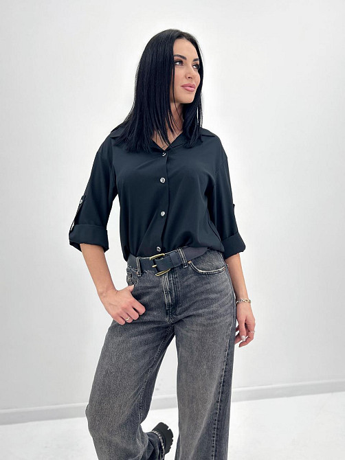 Базова жіноча сорочка "Eden" оптом | Батал | Розпродаж моделі Чорний, 50-52 Київ - фото 1