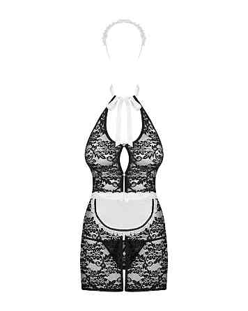 Еротичний костюм покоївки Obsessive Servgirl costume S/M, халат, стрінги, фартух, обруч Sex Aura Київ