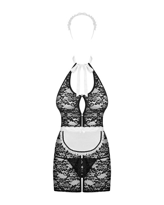 Еротичний костюм покоївки Obsessive Servgirl costume S/M, халат, стрінги, фартух, обруч Sex Aura Київ - фото 3