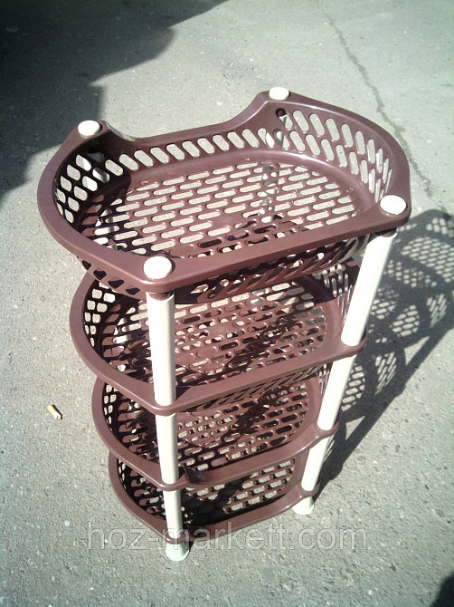 Полиця етажерка пластикова для ванної та кухні (коричнево-бежева) Харків - фото 1