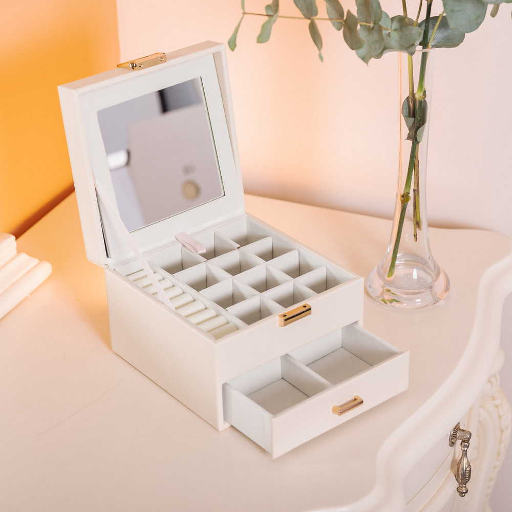 Двоярусна шкатулка для прикрас з еко-шкіри Київ - фото 6