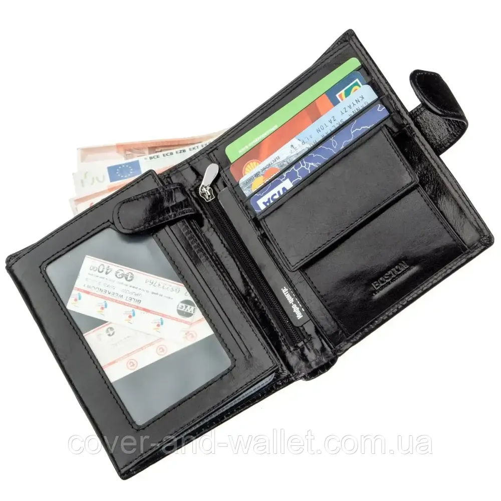 Солідний вертикальний чоловіче портмоне з гладкої шкіри Boston B5-020 Київ - фото 1