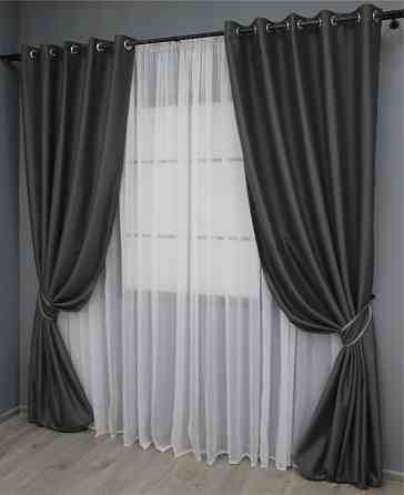 Комплект штор на люверсах VR-Textil Midnight № 1399ш 150х270 см 2 шт Графитовый (37-0139) Киев
