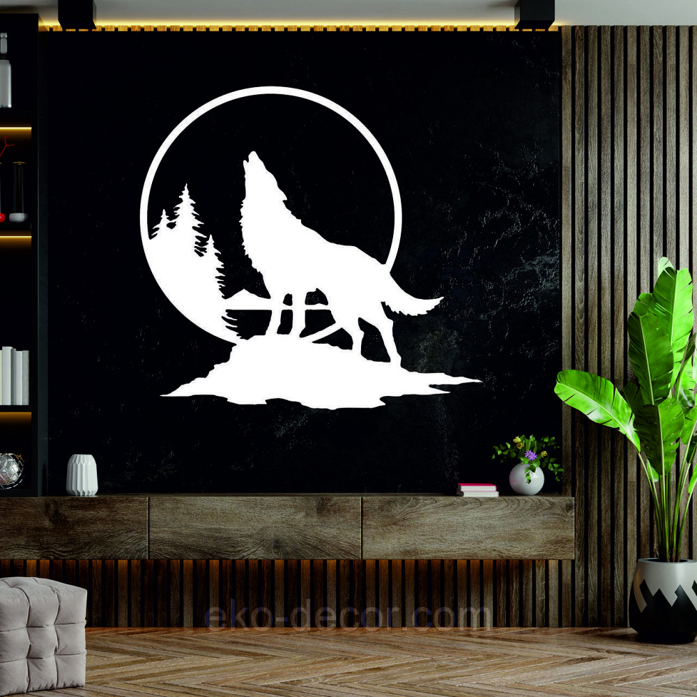 Декоративне настінне Панно «Вовк на природі», Декор на стіну 50*47 см, Білий Київ - фото 2