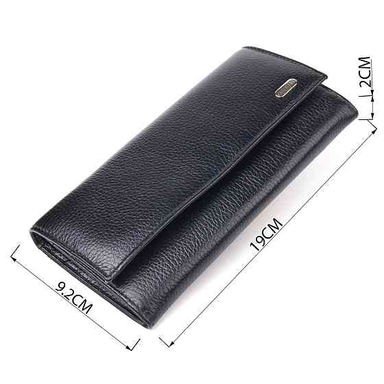 Женский вместительный кошелек из натуральной зернистой кожи CANPELLINI 21625 Черный Киев