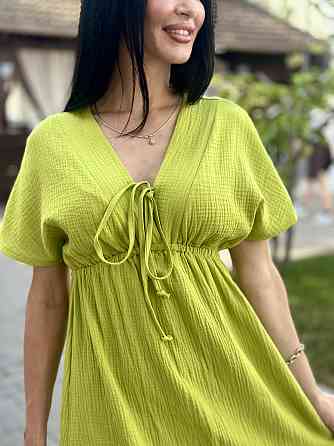 Довга муслінова сукня "Lira" | Батал Гірчичний, 50-52 Київ