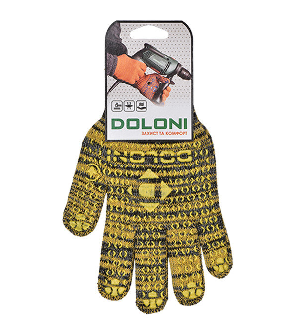 Doloni рукавички захисні трикотажні з ПВХ малюнком, розмір 10, Універсал 4242 Рівне - фото 3