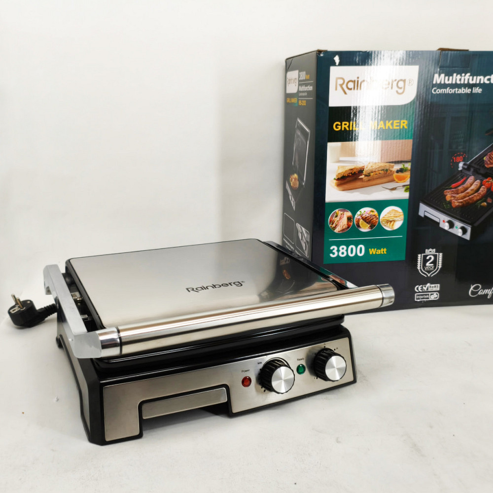 Мультипекар гриль Rainberg, Потужна електрична бутербродниця, Гриль з притисканням для кухні DF-41 Львів - фото 13