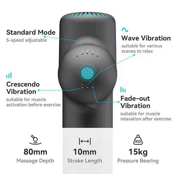 Перкуссионный массажер Booster Lightsaber 4000mah (8 насадок) Винница