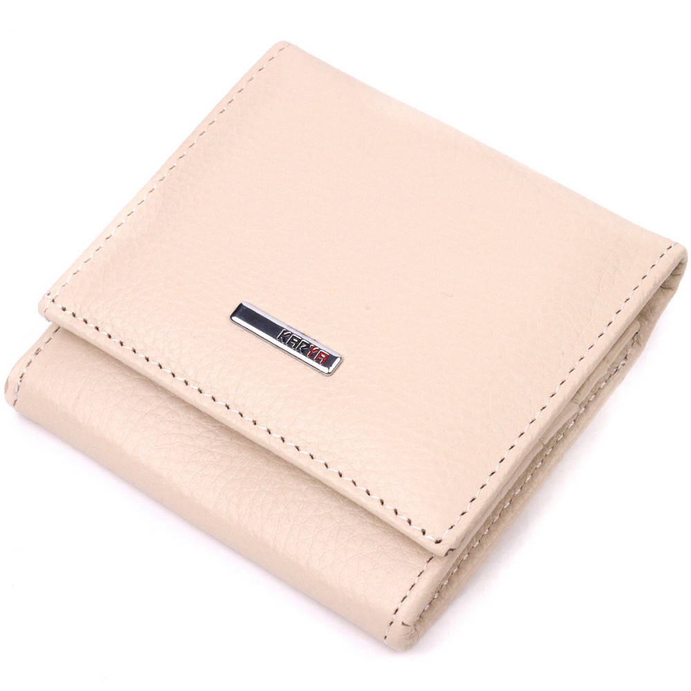 Маленький женский кошелек с монетницей из натуральной кожи KARYA 21377 Молочный Киев - изображение 1