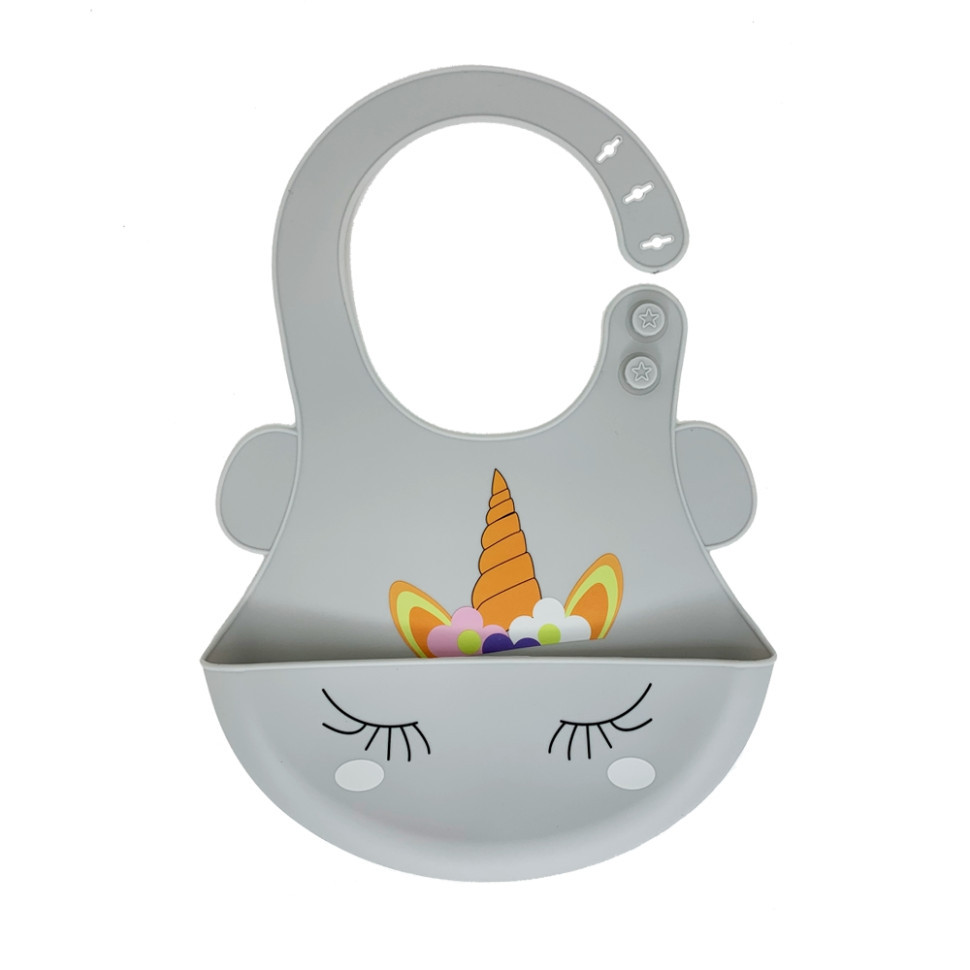 Слинявчик силіконовий "Єдиноріг" MGZ-0615(White) з кишенею Вінниця - фото 1