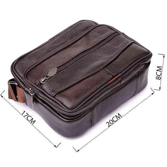 Горизонтальная удобная сумка с ручкой для мужчин из натуральной кожи Vintage 22940 Коричневый Киев