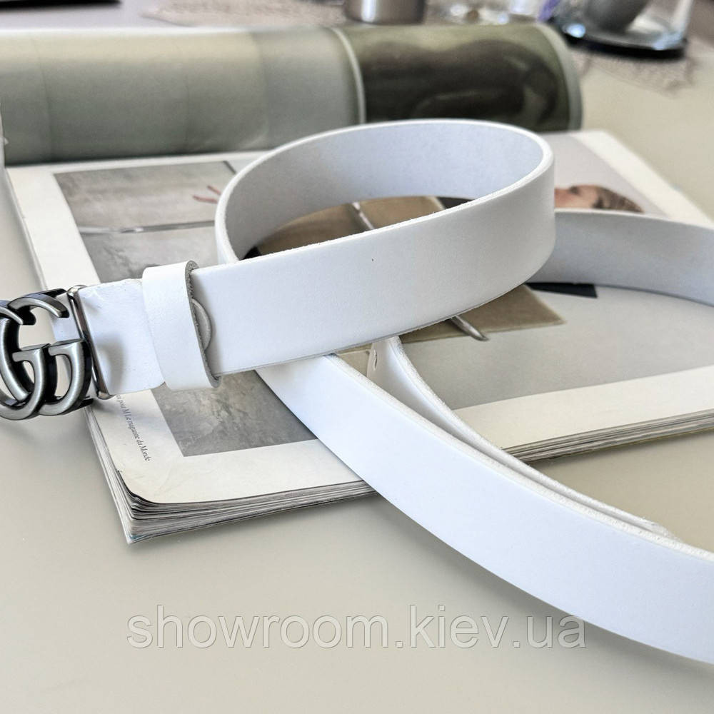 Женский белый кожаный ремень (5001-1) Киев - изображение 4