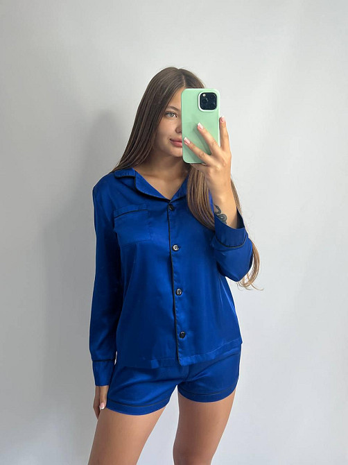 Комплект шелковый тройка рубашка с шортами и штанами Электрик XL Харьков - изображение 3