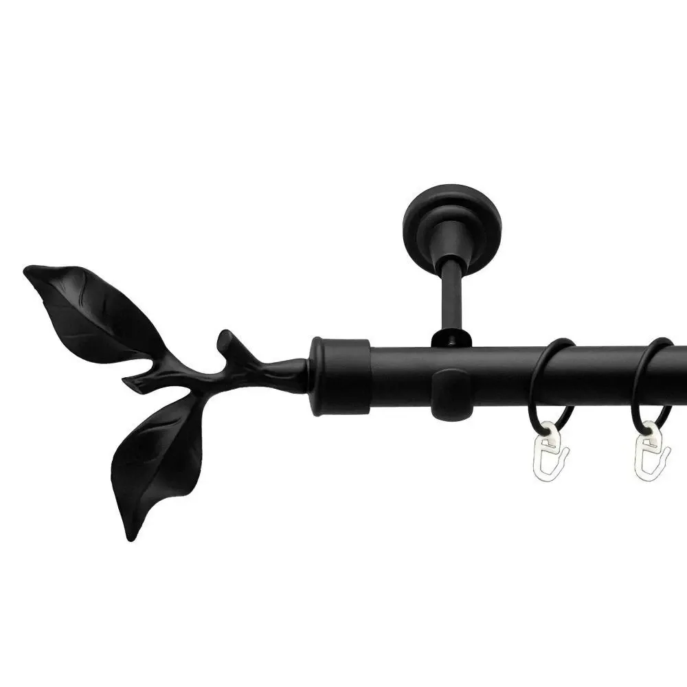 Карниз Orvit Листок Троянди металевий однорядний відкритий гладка труба кільце металеве Чорний Оксамит 25 мм 240 см (00-00018164) Львів - фото 1