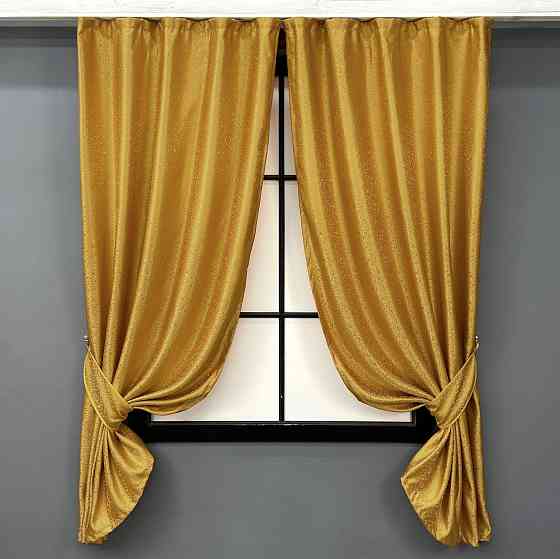 Комплект коротких штор VR-Textil Жакард № 354ш Золотистий 100х170 см 2 шт (35-0402) Київ