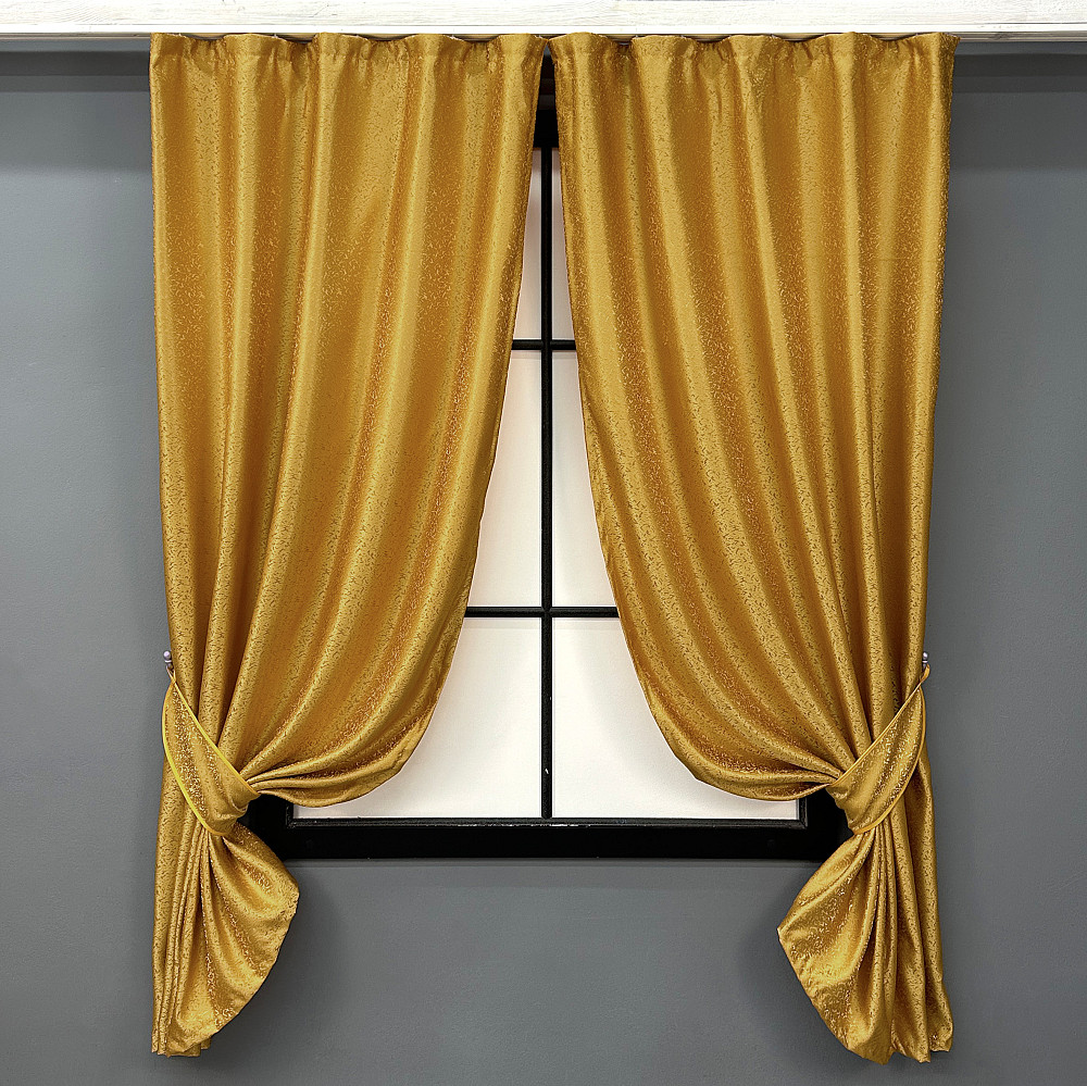 Комплект коротких штор VR-Textil Жакард № 354ш Золотистий 100х170 см 2 шт (35-0402) Київ - фото 1