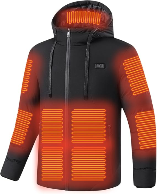 Куртка-парка з підігрівом 15 зон, Softshell, 3 режими, USB, чорна, вітрозахисна, з капюшоном, унісекс Київ - фото 3