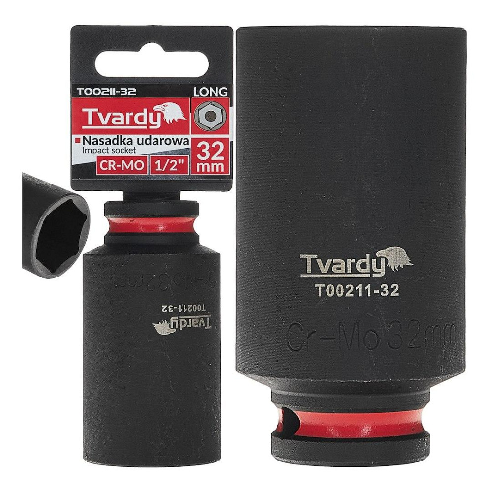 Головка ударна "Tvardy" з хром-молібденової сталі (Cr-Mo)  1/2"  6-гранна довга 32 мм Киев - изображение 2