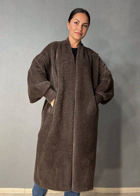 Кардиган жіночий Fancy Matinee 30740 ангора довгий з кишенями, коричневий, one size Київ - фото 17