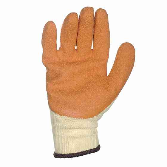 Трикотажные перчатки с частичным латексным покрытием кринкл р10 (оранжевый, манжет) SIGMA (9445461) Ровно