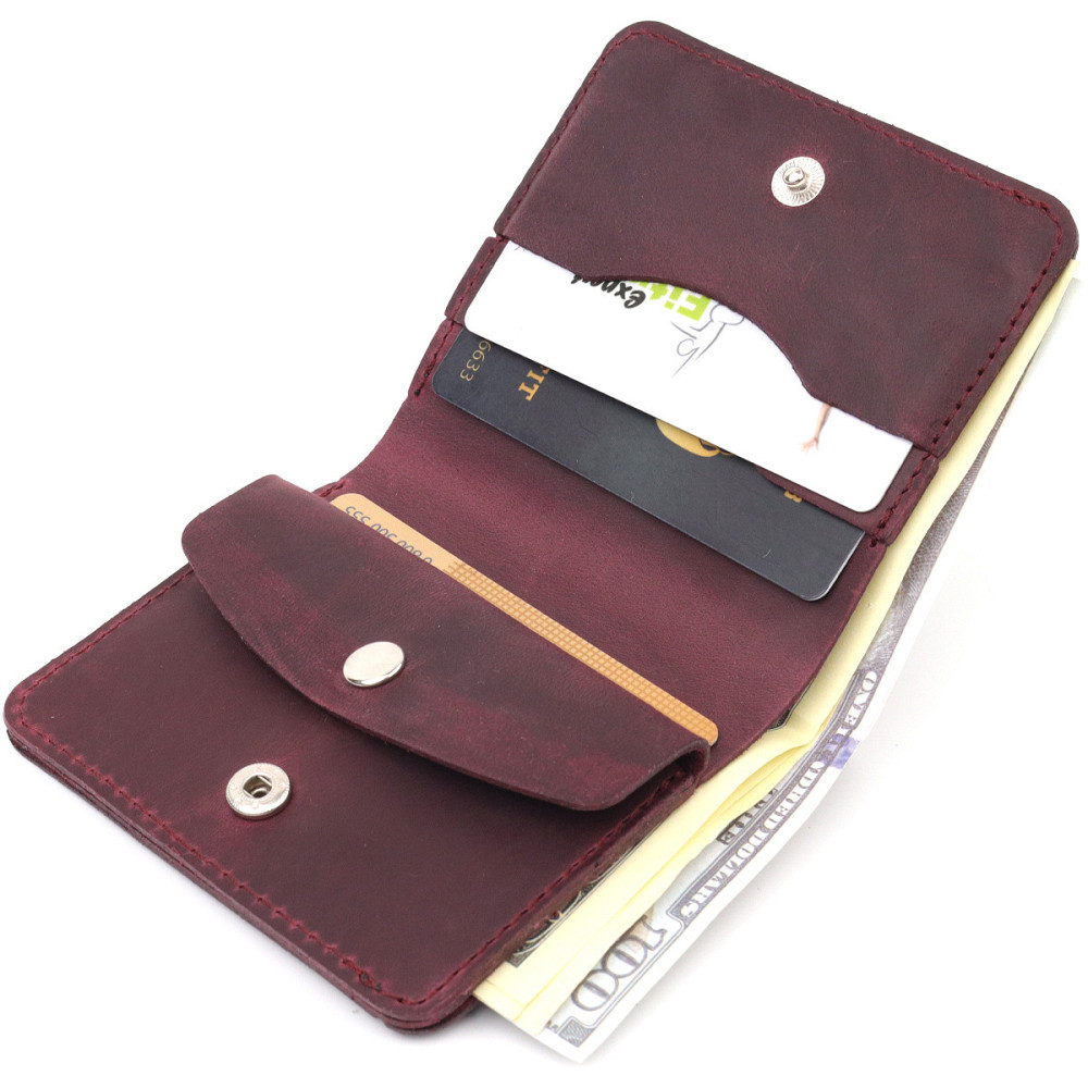 Кожаное матовое портмоне Бордовый (SHVIGEL) Киев - изображение 10