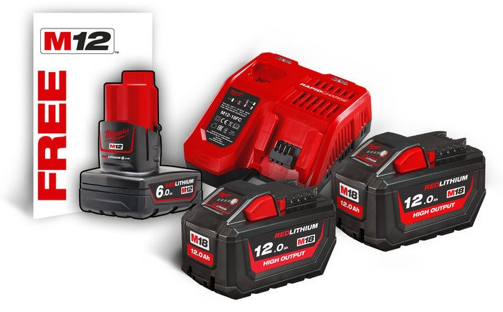 Энергокомплект MILWAUKEE, M18 HNRG-122 (+ заряд.устройство, 2 аккум. M18 HB12(12Аг), 1акум. M12 B6(6Аг) Одесса - изображение 1
