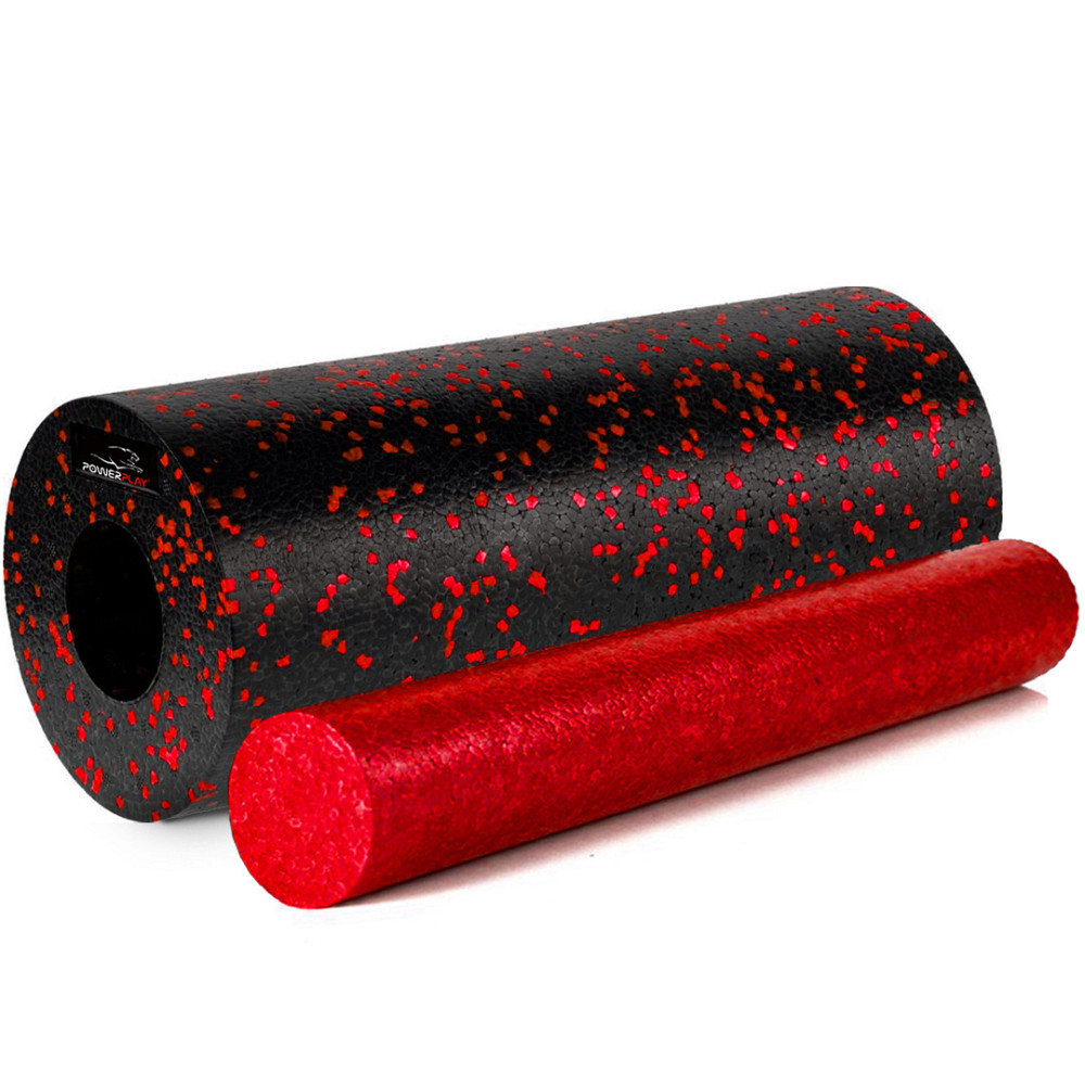 Масажний ролик (роллер) гладкий PowerPlay PP-4348 2 in 1 EPP Foam Roller Чорно/Червоний (33x14см.) Кам'янське - фото 1
