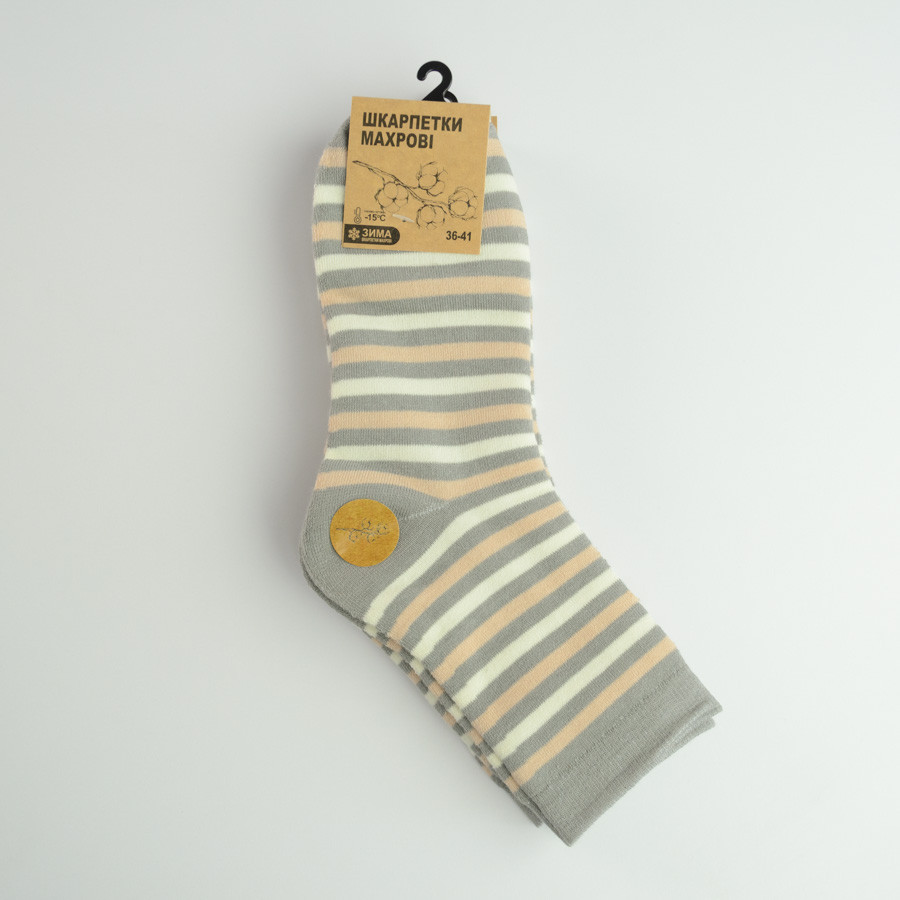 Теплые носки женские классические у полоску GM Textile Высокие 36-41 Серый Сумы - изображение 4