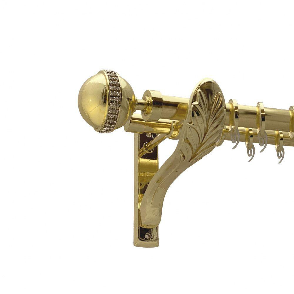 Карниз Orvit Авея металевий дворядний ретро гладка труба кільце фасонне металеве  Золото 25\19 мм 240 см (00-00009628) Львів - фото 1