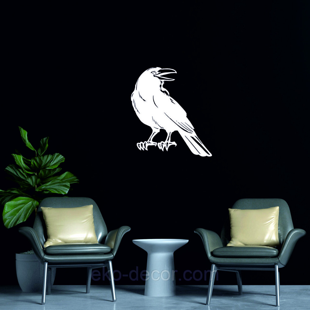 Декоративное настенное Панно «Ворон» Декор на стену 70*63 см, Белый Киев - изображение 5