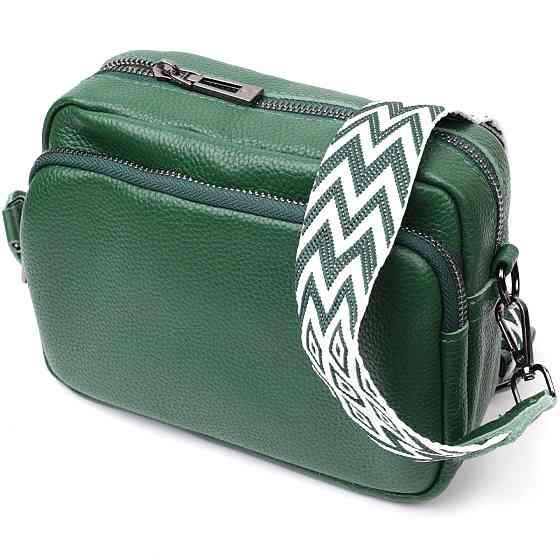 Модна жіноча сумка крос-боді з натуральної шкіри Зелена (Vintage) Київ