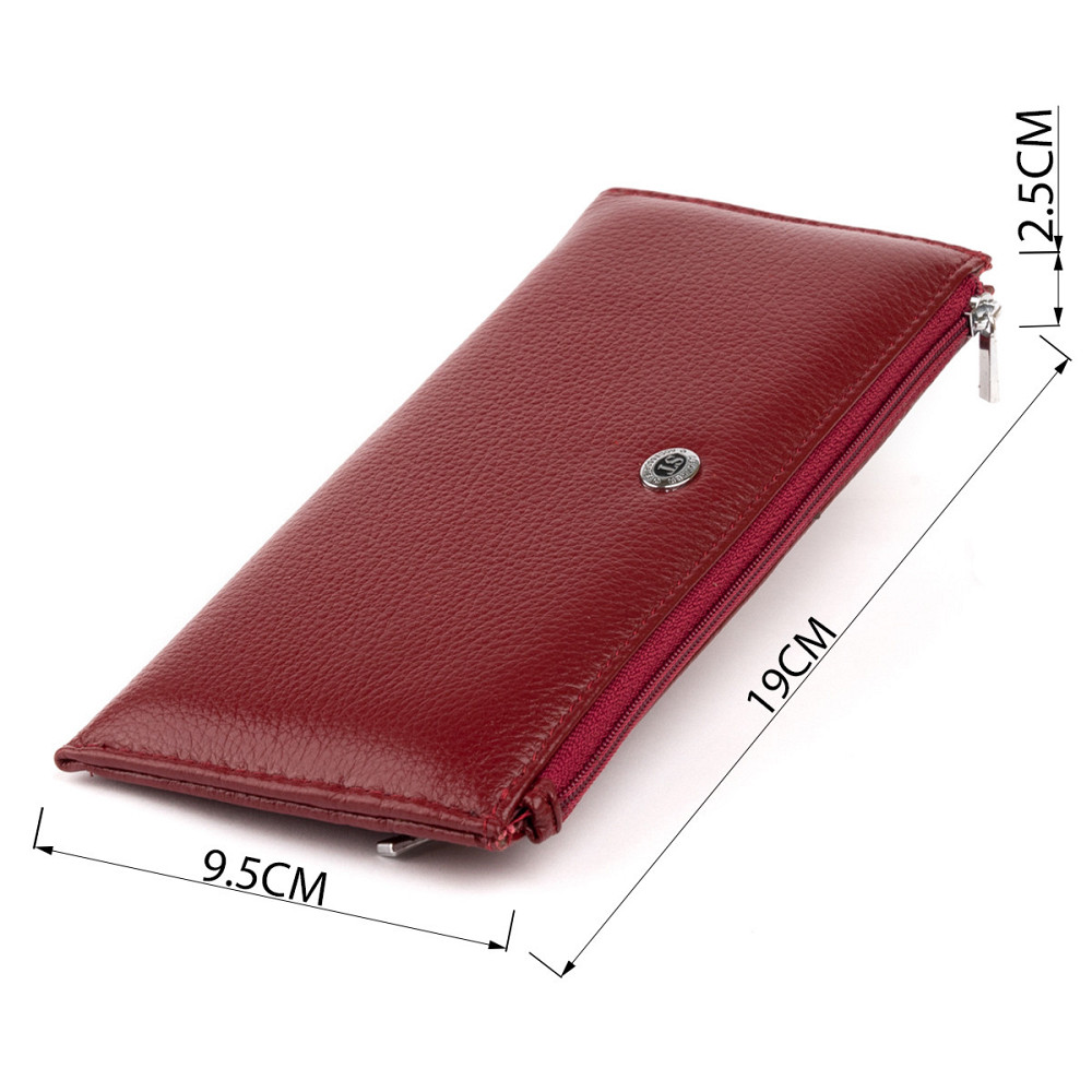 Горизонтальний тонкий гаманець зі шкіри жіночий ST Leather 19326 Бордовий Київ - фото 7
