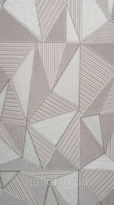 Шпалери вінілові на флізеліні AdaWall Omega1.06х10 геометрія 3д бежево-сірі срібло 23204-3 Київ - фото 2