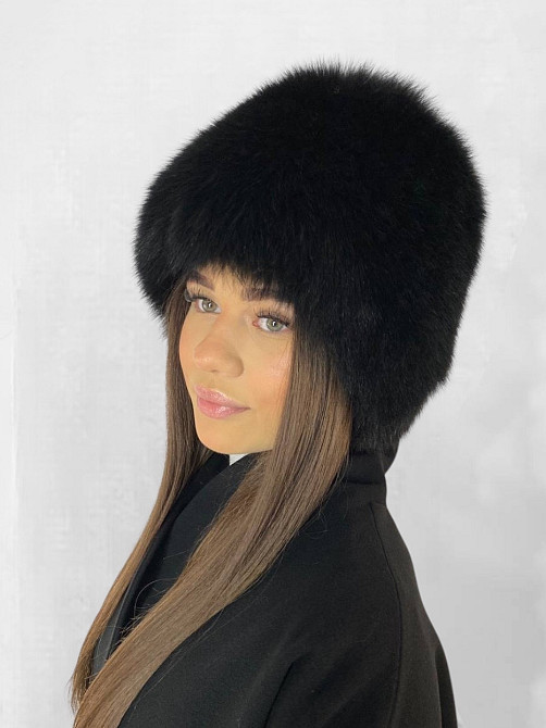 Шапка женская меховая кубанка песцовая Шарлотта Черный Харьков - изображение 8
