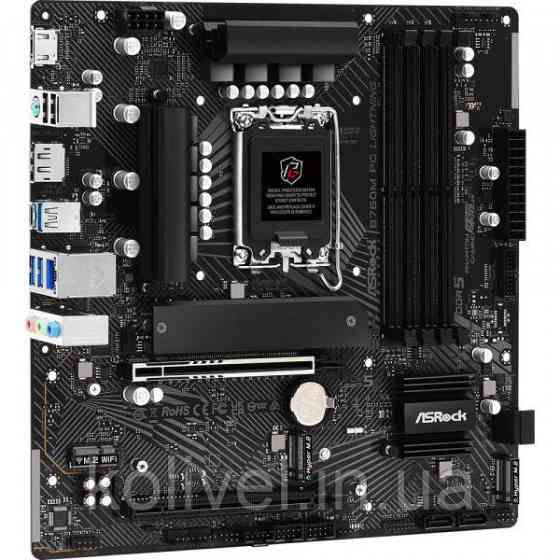 ASRock B760M PG LIGHTNING (1700/B760, 4*DDR5, 2xPCIex16, 4xSATAІІІ, 3xM.2, 2.5GLan, 7.1ch, mATX) (B760M PG Киев