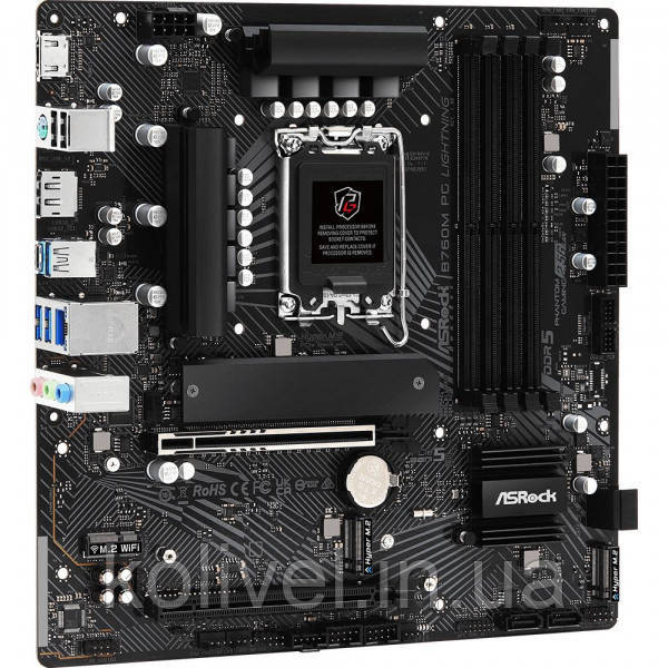 ASRock B760M PG LIGHTNING (1700/B760, 4*DDR5, 2xPCIex16, 4xSATAІІІ, 3xM.2, 2.5GLan, 7.1ch, mATX) (B760M PG Киев - изображение 2