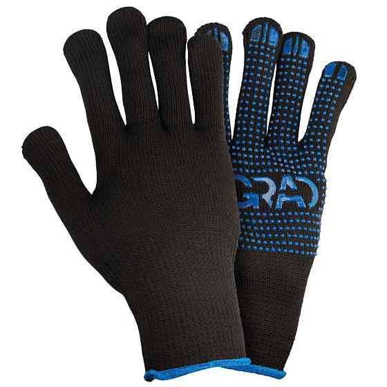 Grad Перчатки трикотажные с точечным ПВХ покрытием утепленные р10 (черные) КРАТНО 12 парам GRAD Киев