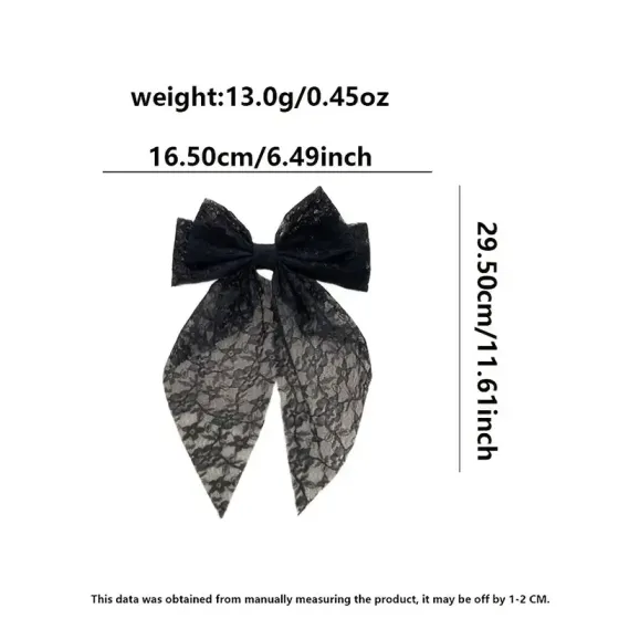 Набор 3 кружевных бантов для волос — черный/молочный/розовый, 16,5×29,5 см Киев