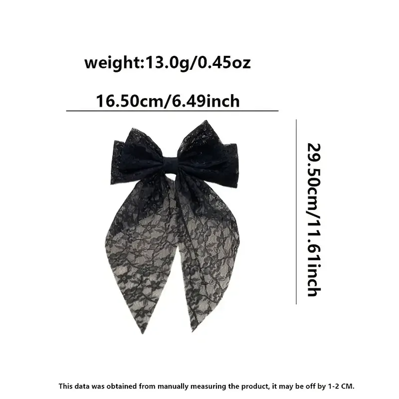 Набор 3 кружевных бантов для волос — черный/молочный/розовый, 16,5×29,5 см Киев - изображение 4