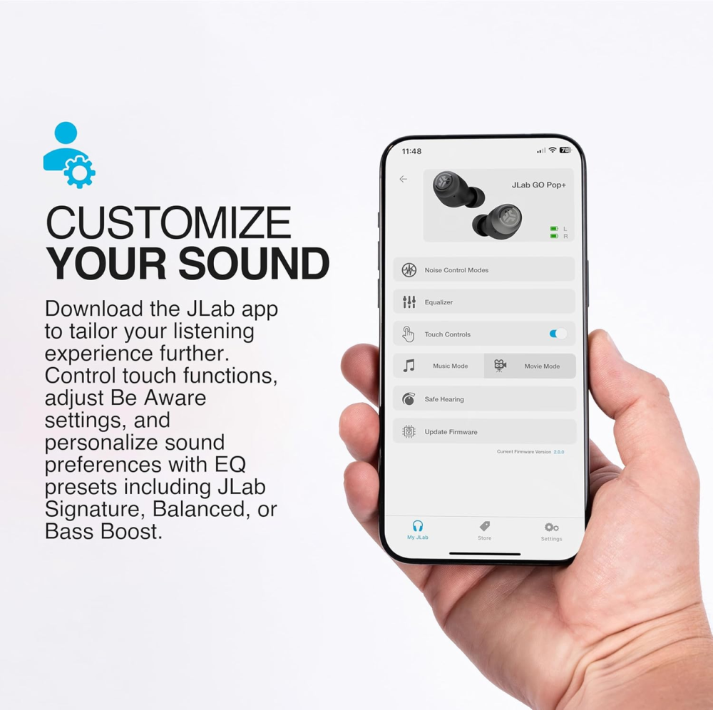 Бездротові навушники JLab Go Air Pop+ White Bluetooth-навушники з мікрофоном акумуляторні вологозахищені Хмарно-білі Київ - фото 4